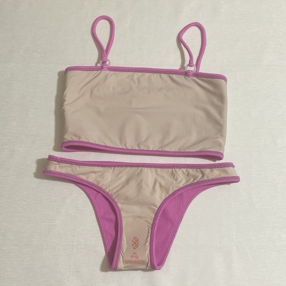 PILYQ Bikini Set; ULTRA VIOLET Midi Ring Bralette Top & Reef Teeny Bottom Size M - Picture 3 of 7